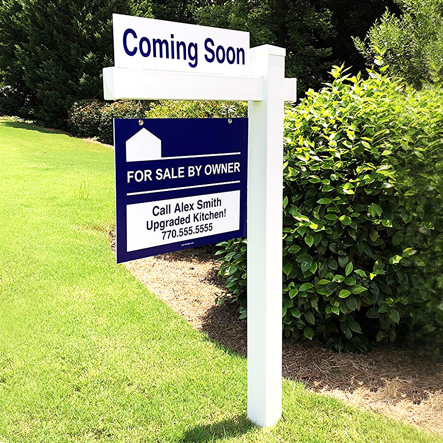 Real Estate Yard Arm Post & Printed Sign Combo