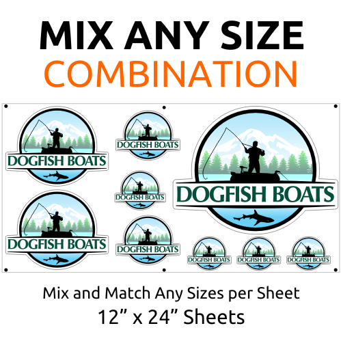 Contour Cut UV Custom Stickers - 12" x 24" Sheets